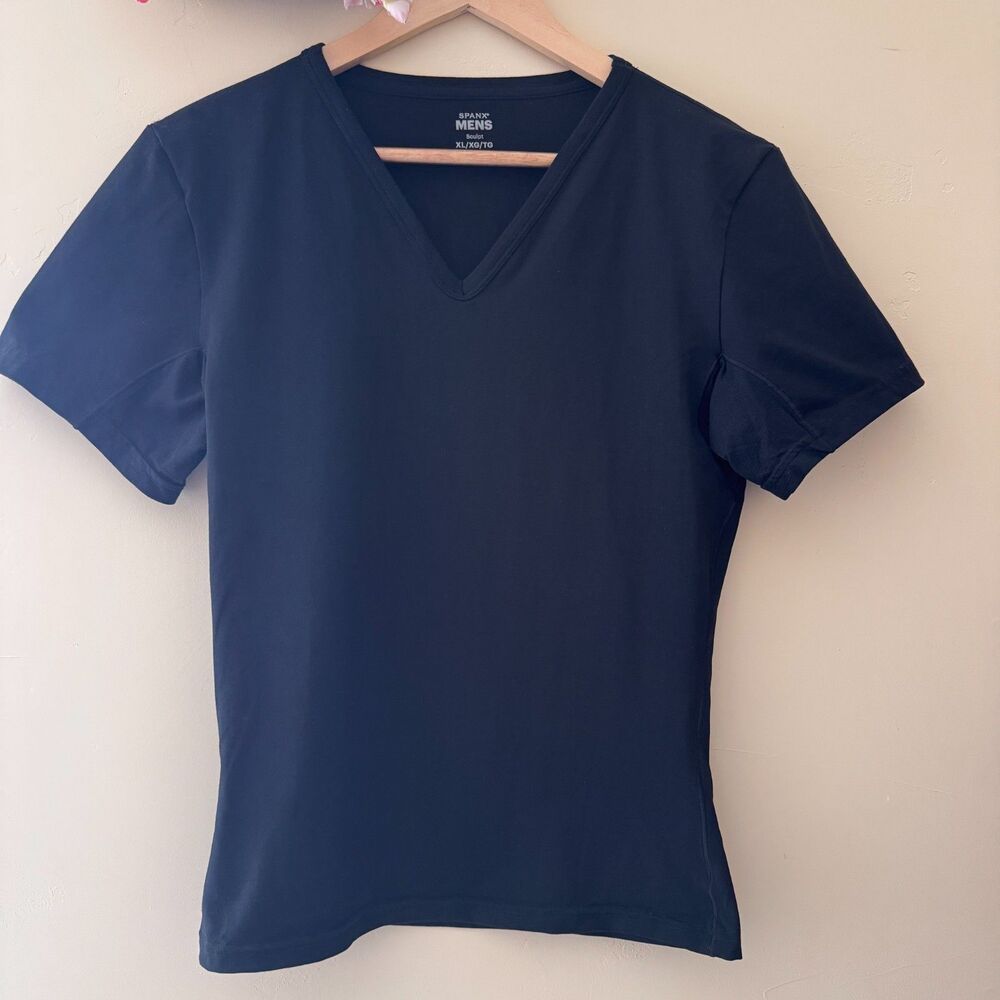 Spanx Sculpt T-Shirt Men's XL Black Cotton Blend Short Sleeve V-Neck NWOT